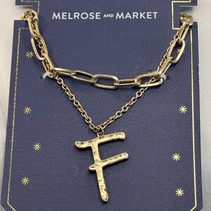 Melrose and Market Gold Multi Chain Necklace with Initial “F” Pendant